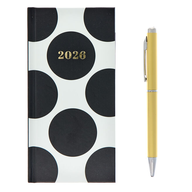 Slim Polka Dot 2026 Boxed Diary With Pen