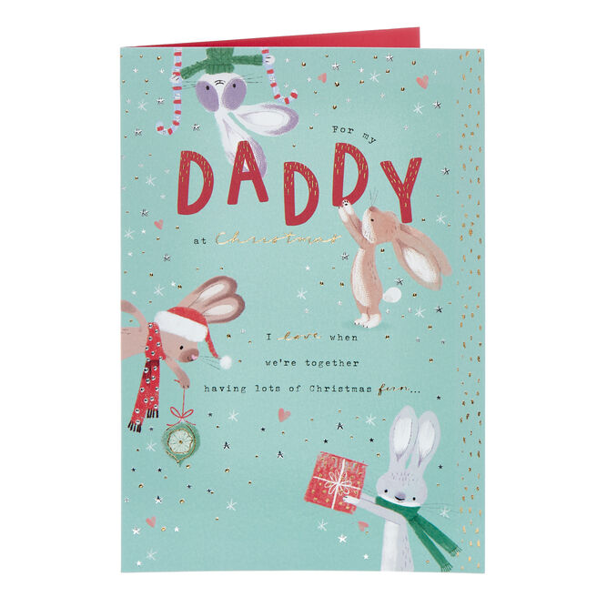 Daddy Festive Bunnies Christmas Card