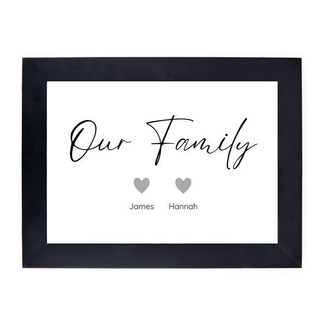 Personalised Our Family 2 Hearts Print