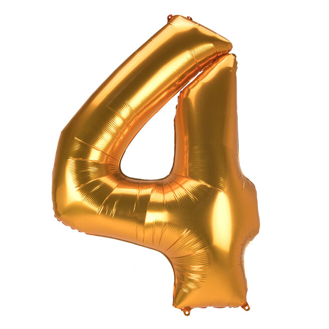 JUMBO 53-Inch Gold Foil Number 4 Balloon (Deflated) 