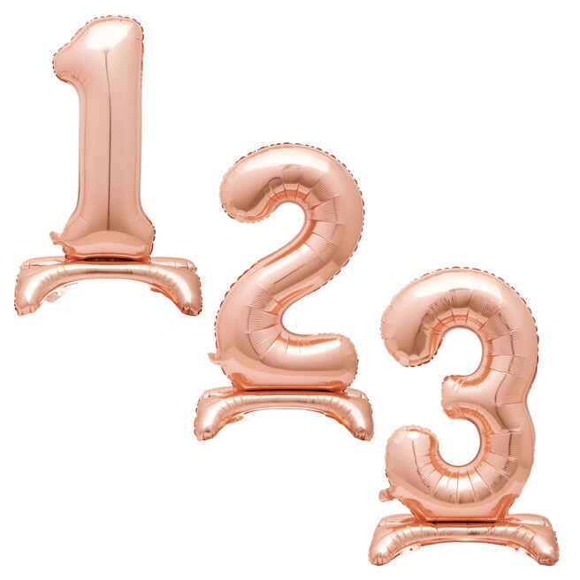 30-Inch Rose Gold Standing Table Number Balloons 0-9