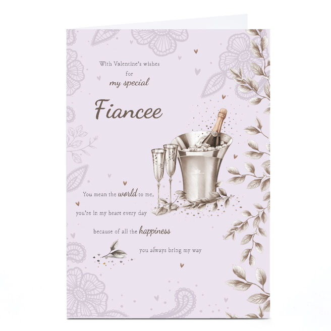 Personalised Valentine's Day Card - Bubbly Champagne, Fiancee