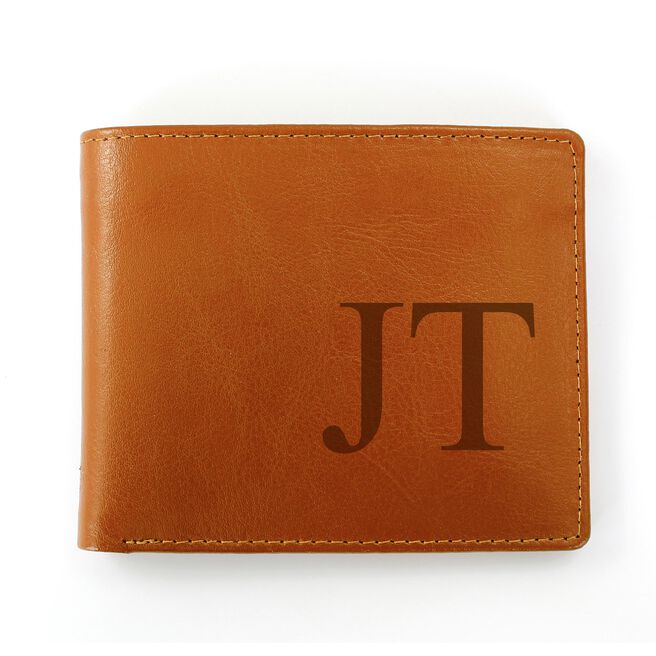 Personalised Large Initials Tan Leather Wallet