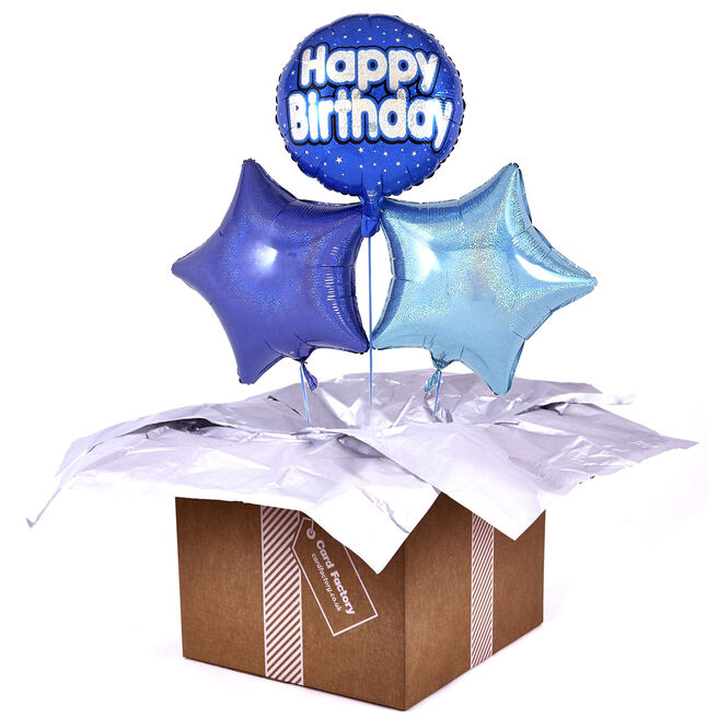 Blue 'Happy Birthday' Balloon Bouquet - DELIVERED INFLATED!
