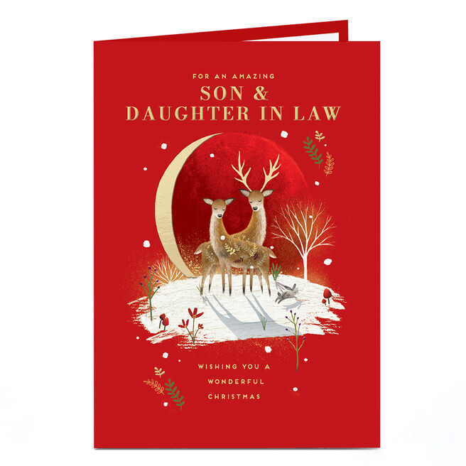 Christmas Card - Stag and Doe Deer, Son & Daughter In Law