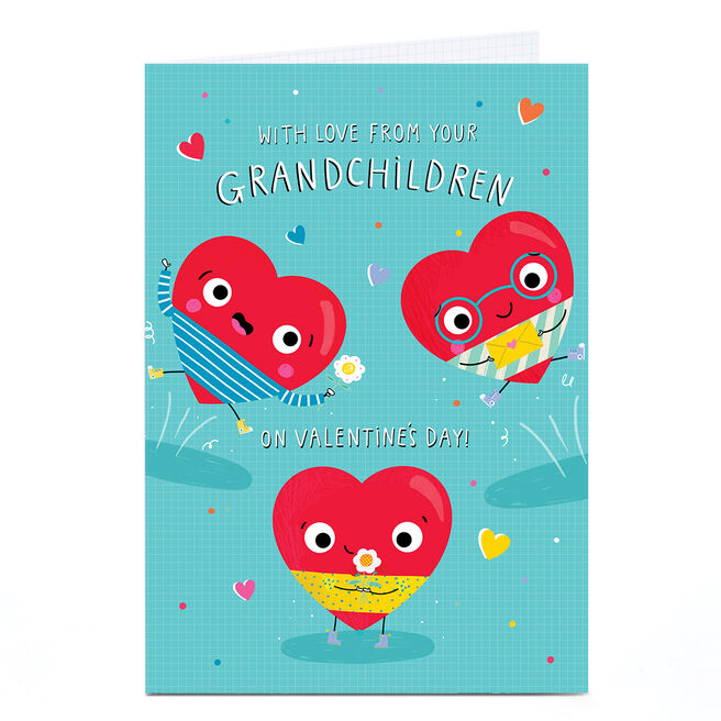 Valentine's Day Card For Grandparents - Bouncing Hearts, From The Grandchildren