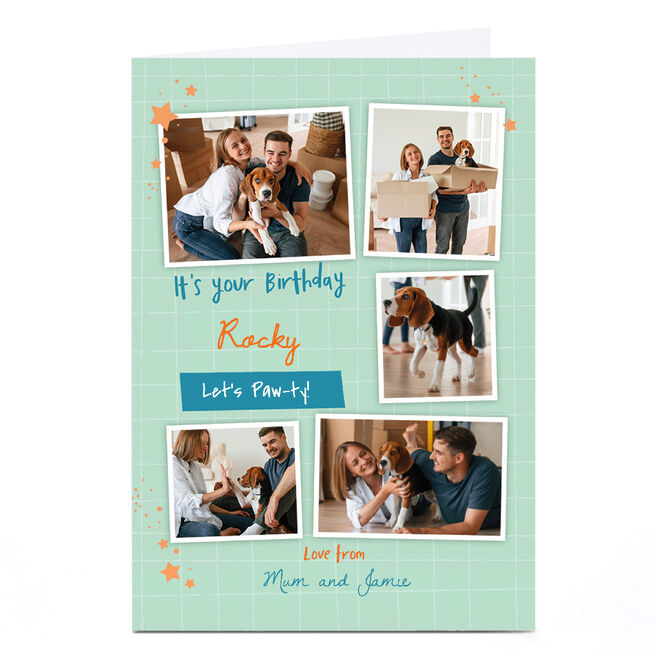 Photo Pet Birthday Card - Let's Paw-ty