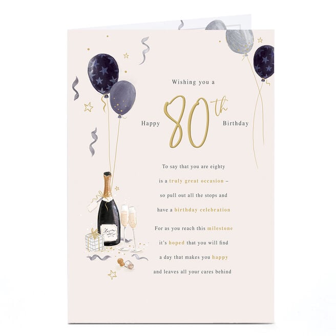 80th Birthday Card - Pull Out All The Stops Celebrations
