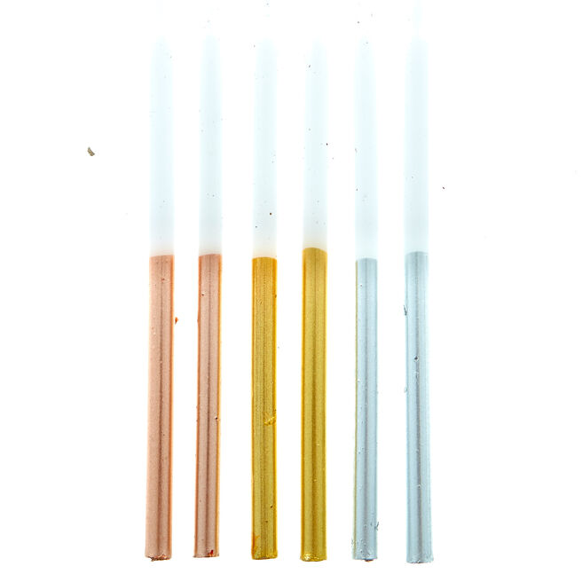 5-Inch Metallic Dipped Party Candles - Pack Of 12