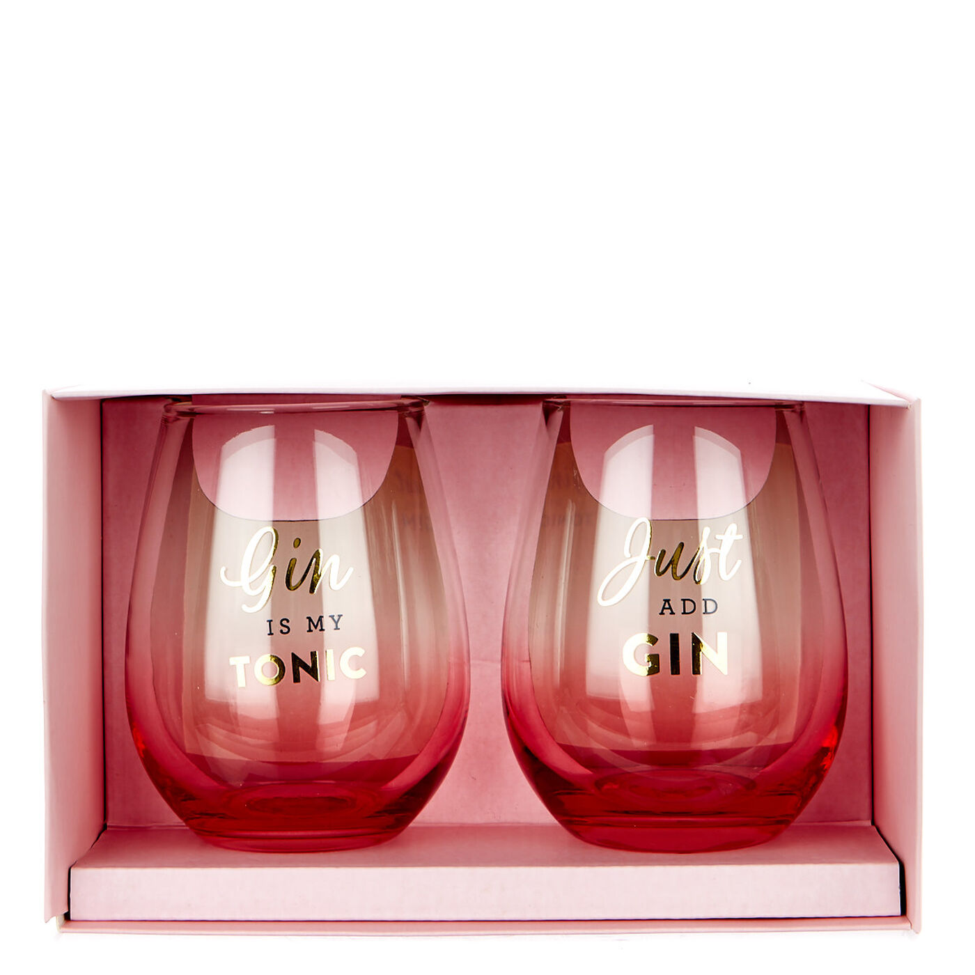 Buy Pink & Gold Gin Glasses Set of 2 for GBP 4.99 Card Factory UK