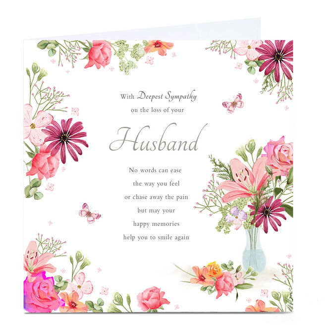 Personalised Sympathy Card - Floral With Verse 