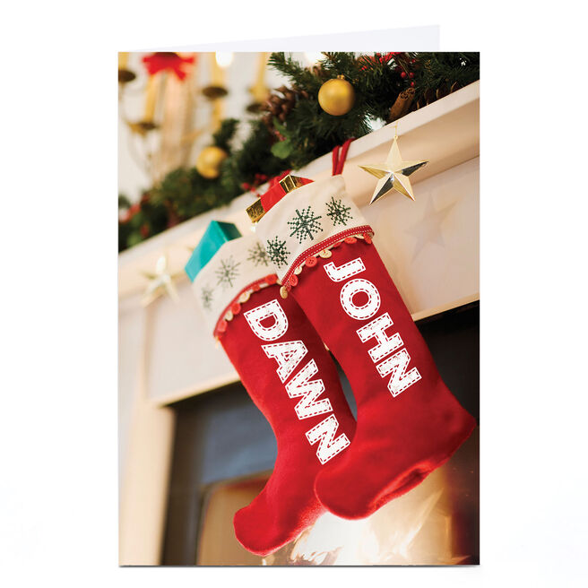 Personalised Christmas Card - Hanging Stockings