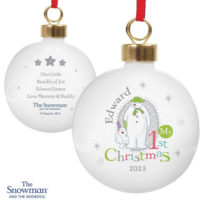 Personalised The Snowman & the Snowdog My 1st Christmas Bauble