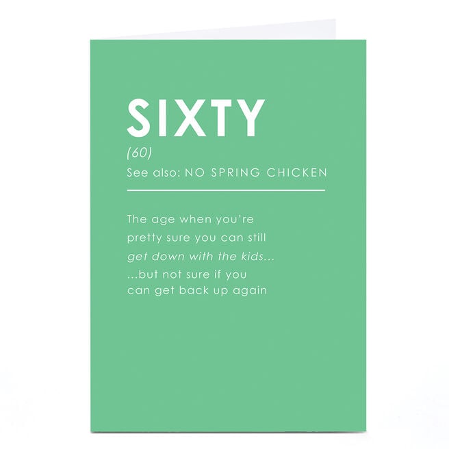 60th Birthday Card - Definition No Spring Chicken