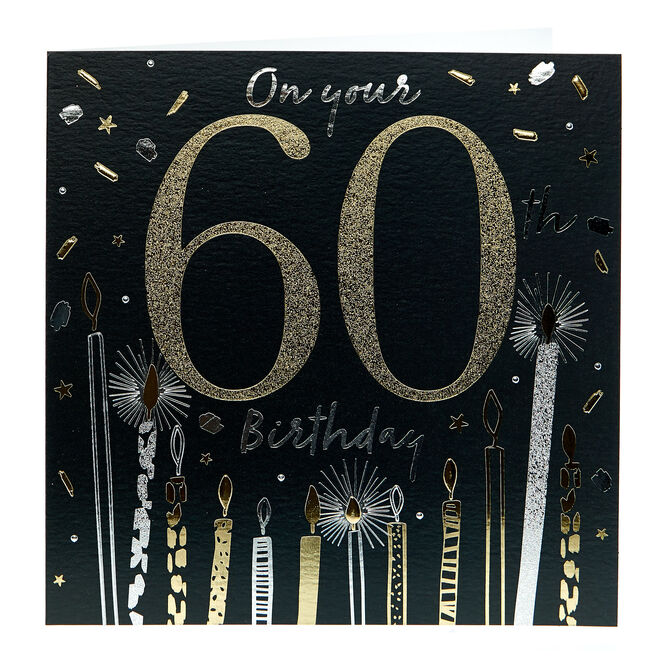 Platinum Collection 60th Birthday Card - Black & Gold