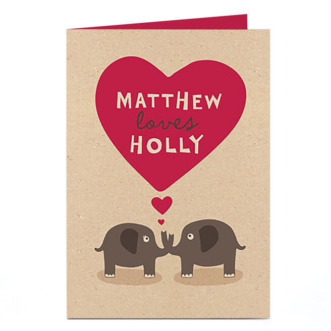 Personalised Card - Elephants In Love