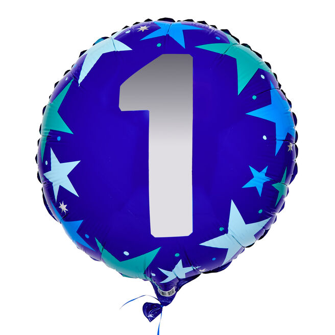 Blue Stars 1st Birthday 18-Inch Foil Helium Balloon
