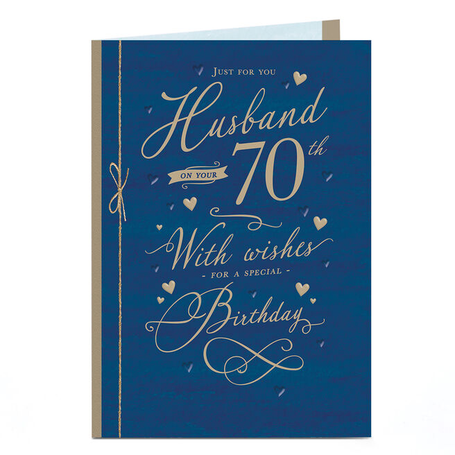 70th Birthday Card - Navy and Gold Special Birthday, Husband