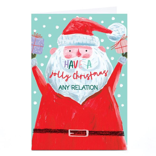 Personalised Christmas Card - Jolly Christmas Santa, Any Relation