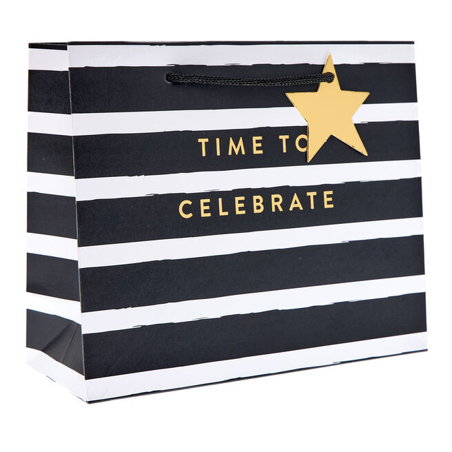 Black & White Stripes Medium Landscape Gift Bag