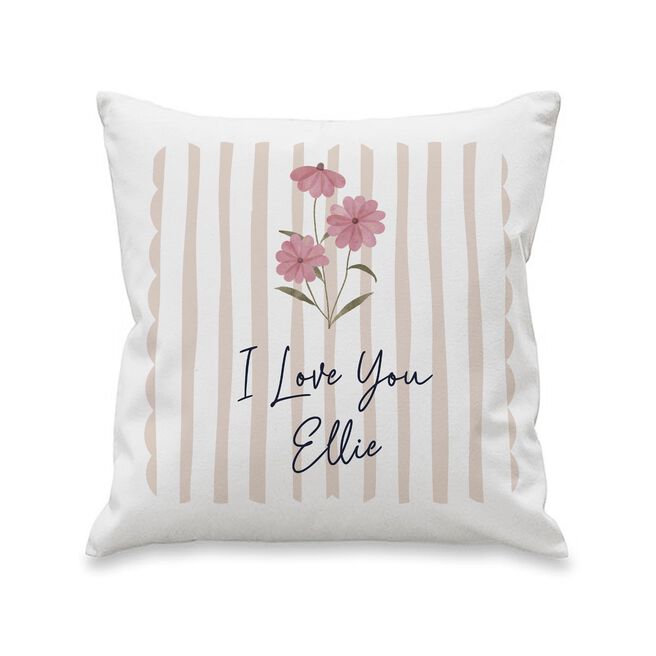 Personalised Floral Stripe Cushion