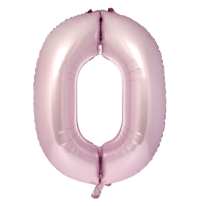 Large 34-Inch Pale Pink Foil Helium Number 0 Balloon - Uninflated