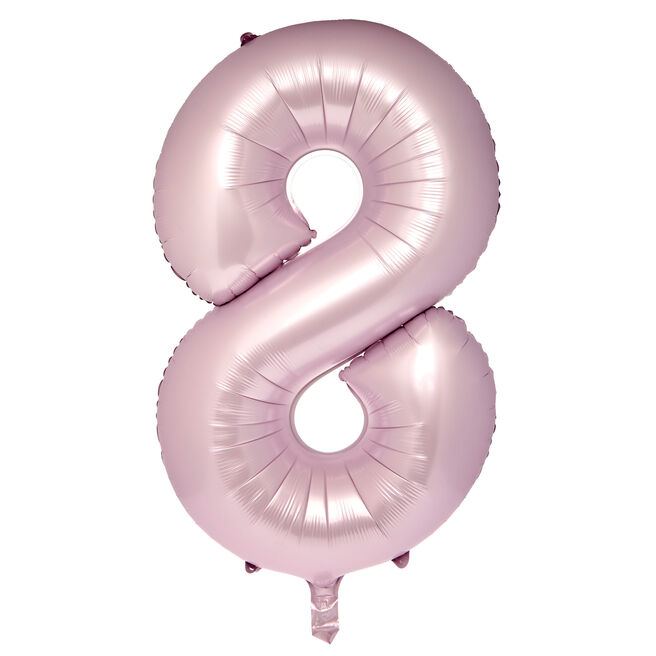 Large 34-Inch Pale Pink Foil Helium Number 8 Balloon - Uninflated