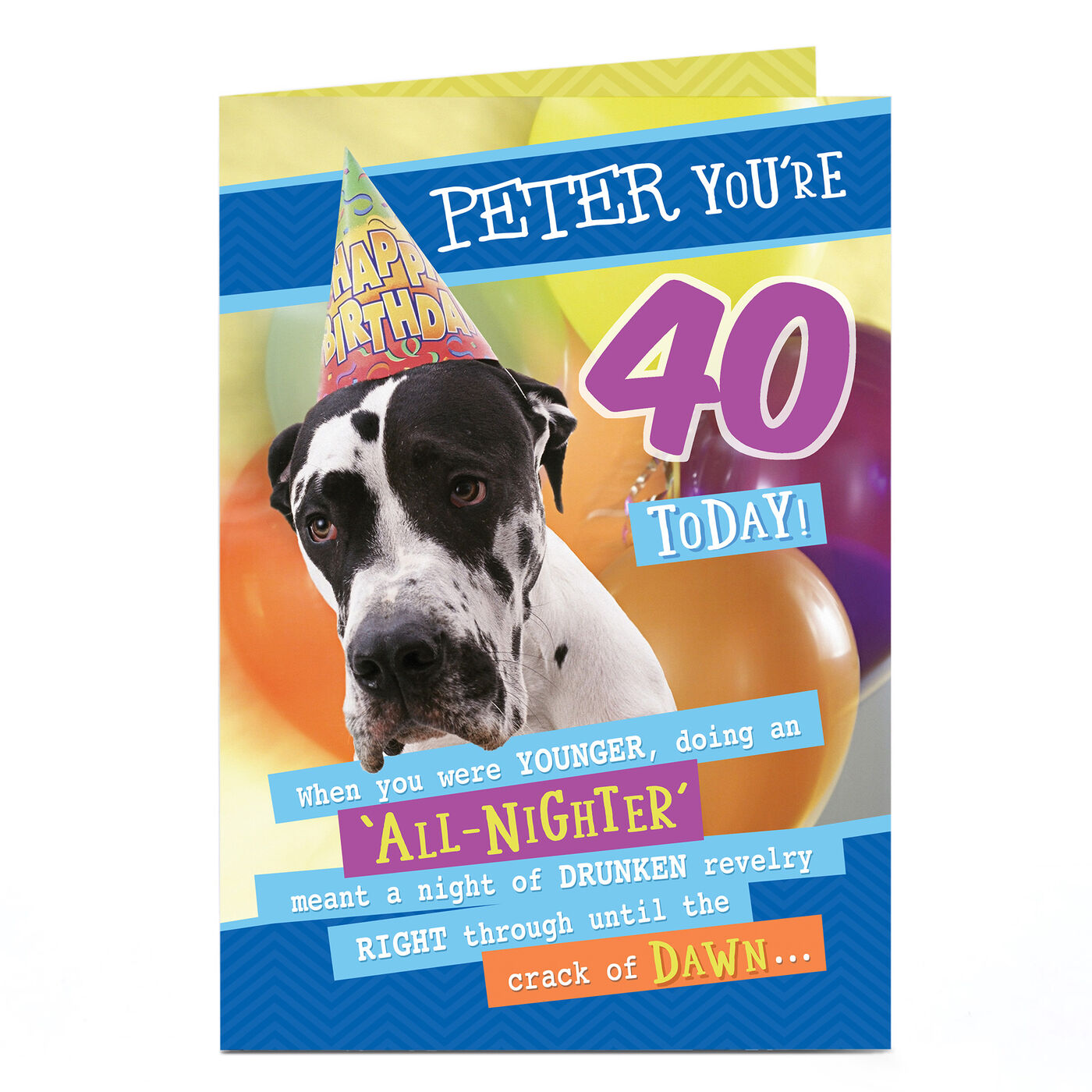 Buy Personalised Birthday Card AllNighter Dog, Editable Age for GBP