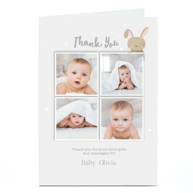 Photo New Baby Card - Thank You Bunny
