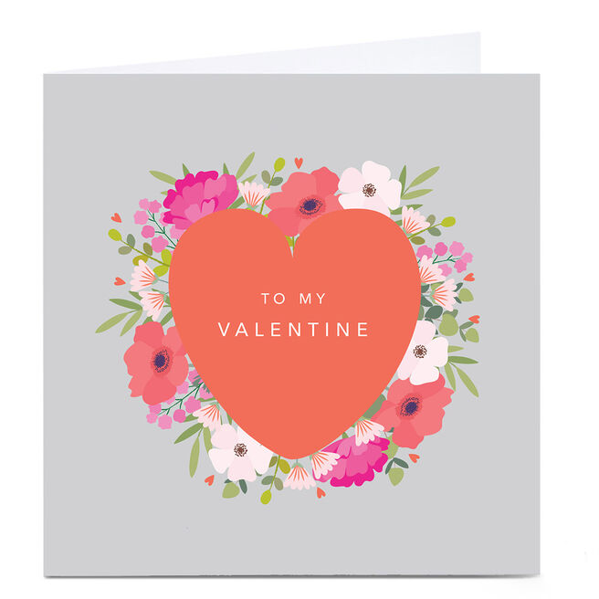 Personalised Klara Hawkins Valentine's Day Card - Heart with Flowers