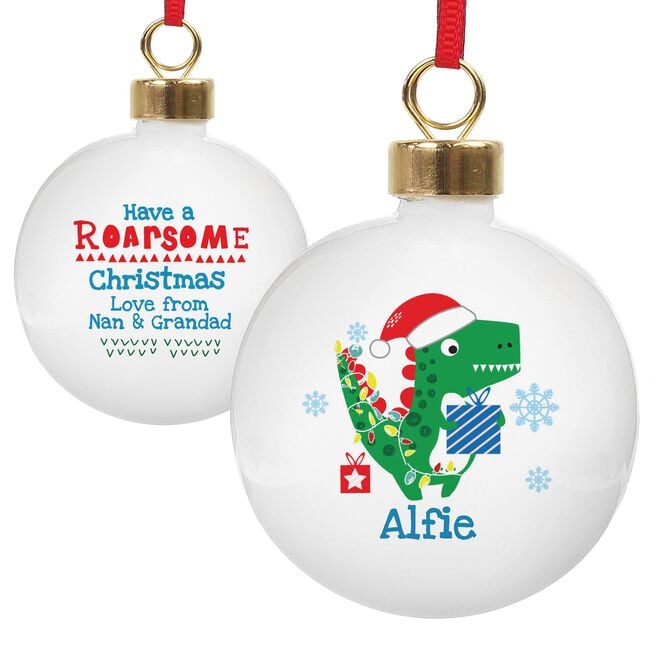 Personalised Dinosaur Have a Roarsome Christmas Bauble
