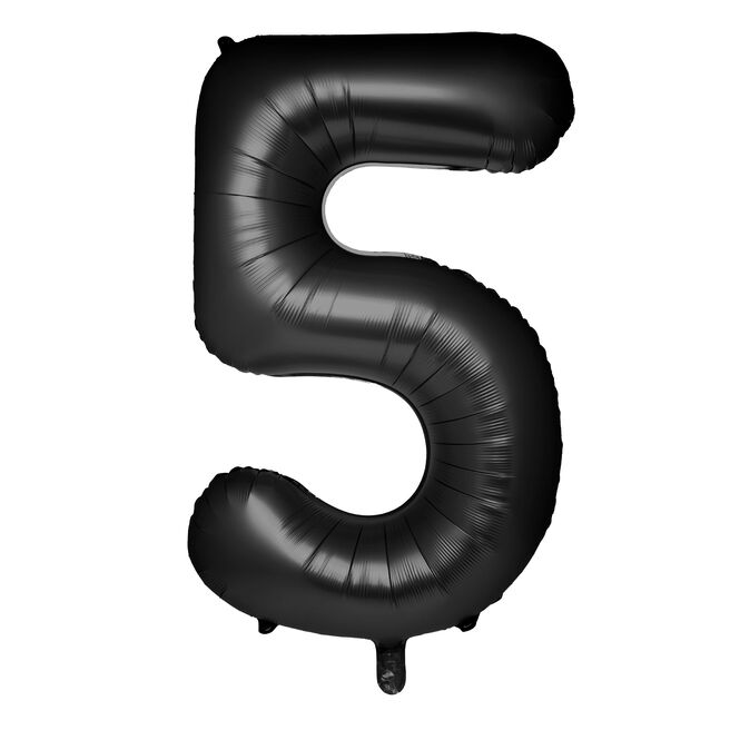 Large 34-Inch Black Foil Helium Number 5 Balloon - Delivered Inflated