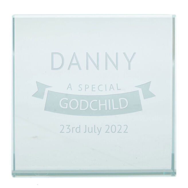 Personalised Engraved Glass Token - Special Godchild