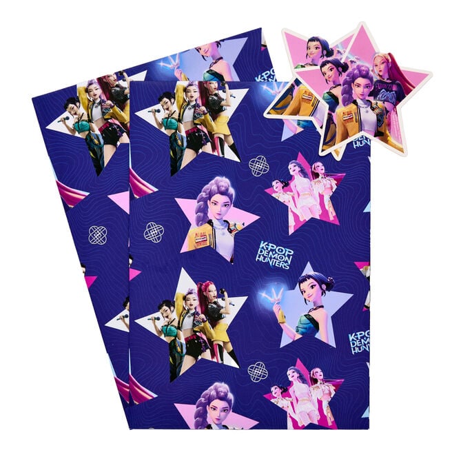 KPop Demon Hunters Gift Wrap - 2 Sheets & 2 Tags