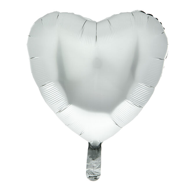 Silver Satin Heart Foil Helium Balloon - 18 Inches