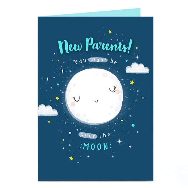 Personalised Card - New Baby - Over The Moon