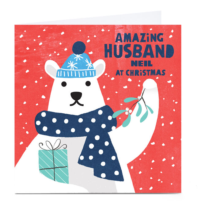 Personalised Gingerbread Christmas Card - Husband Bear
