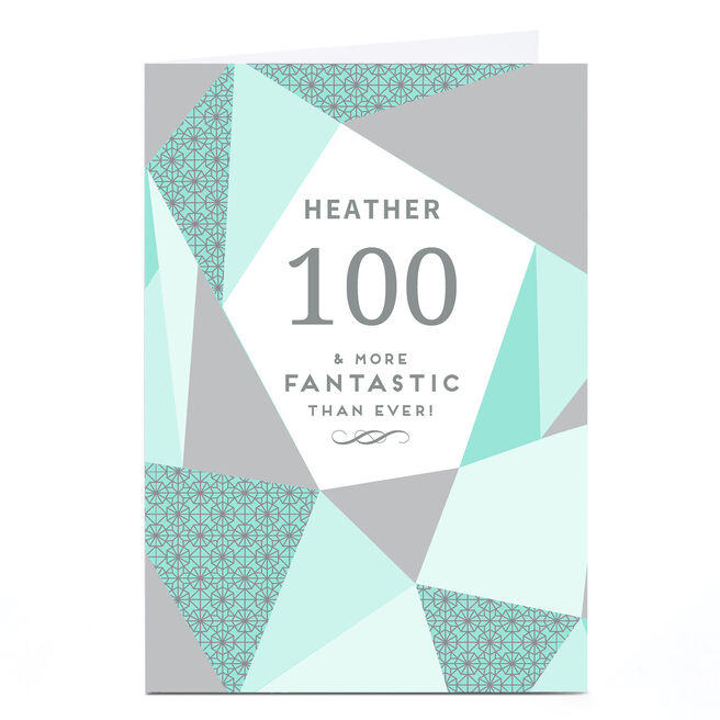 Personalised 100th Birthday Card - Geometric Mint