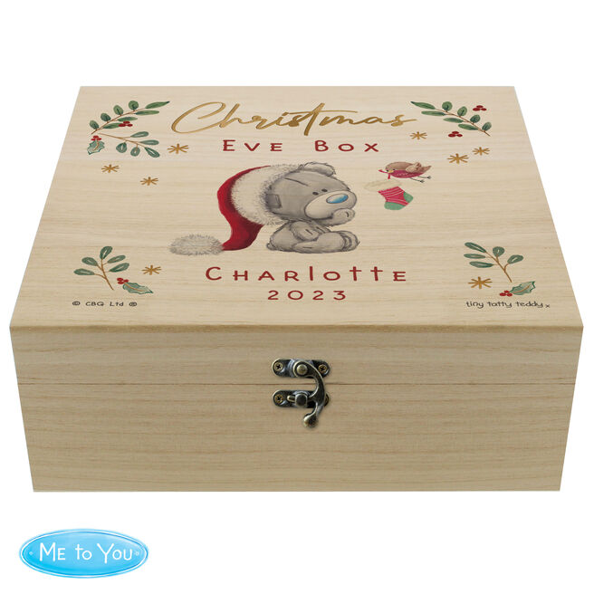 Personalised Tiny Tatty Teddy Large Wooden Christmas Eve Box