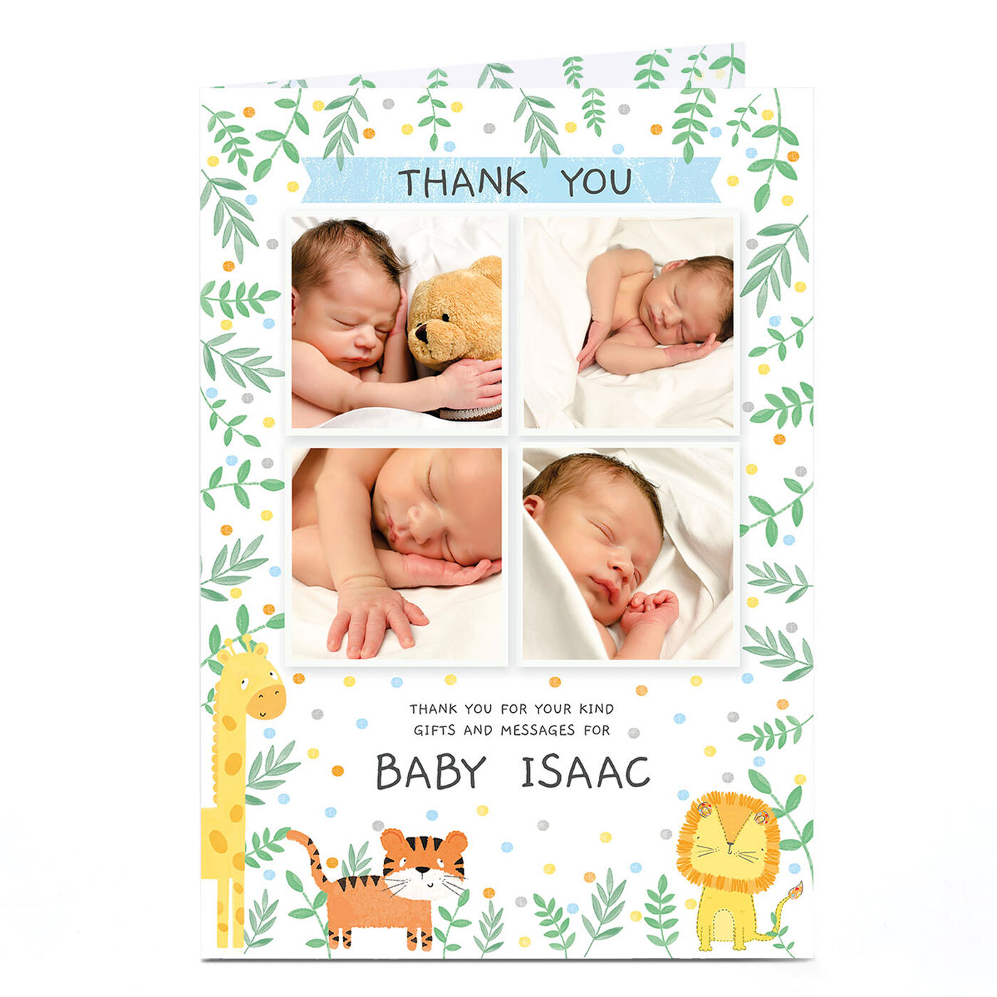 Buy Photo New Baby Card - Jungle Animals Thank You for GBP  | Card  Factory UK
