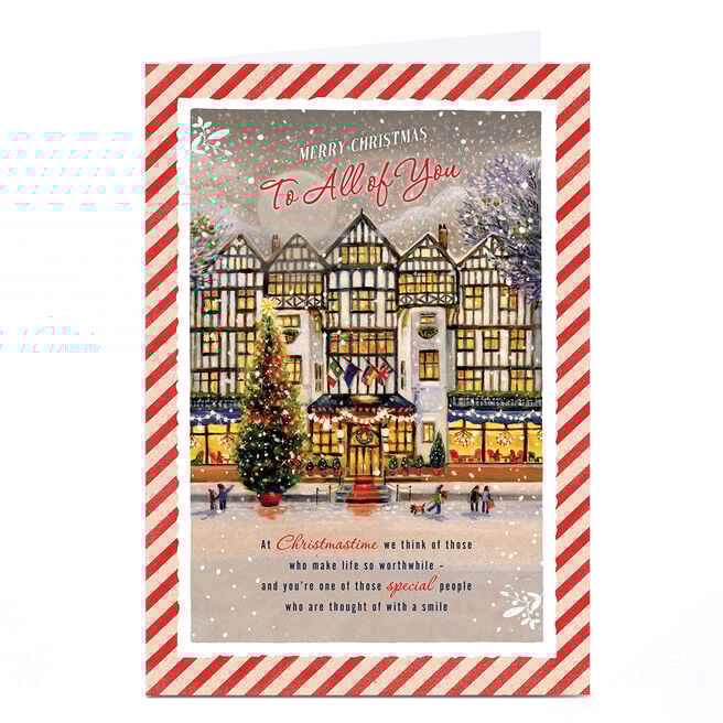 Personalised Christmas Card - Snowy Village Scene, To All of You