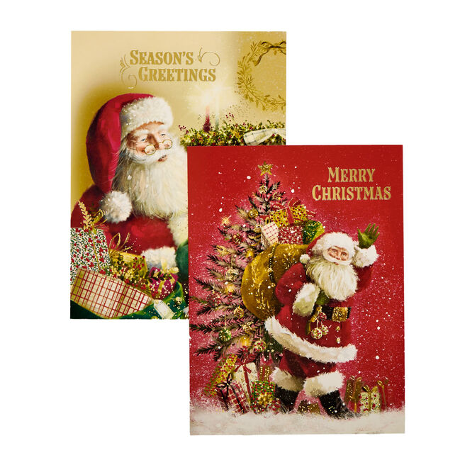10 Deluxe Heritage Santa Charity Christmas Cards - 2 Designs