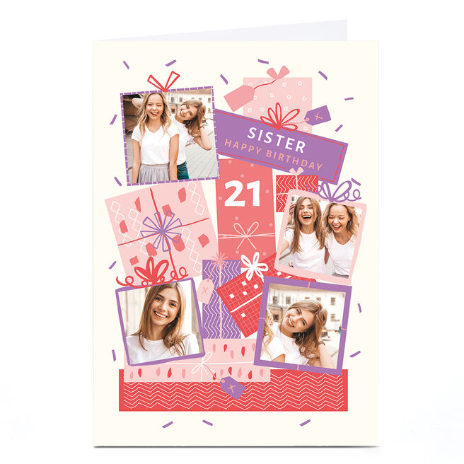 Photo Birthday Card - Pink & Purple Presents
