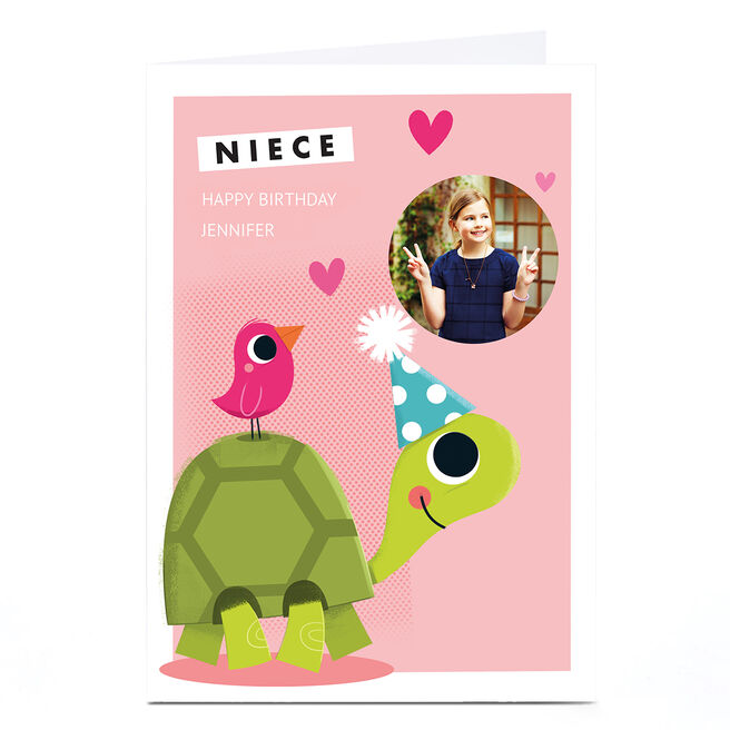 Photo Hello Munki Birthday Card - Niece Tortoise