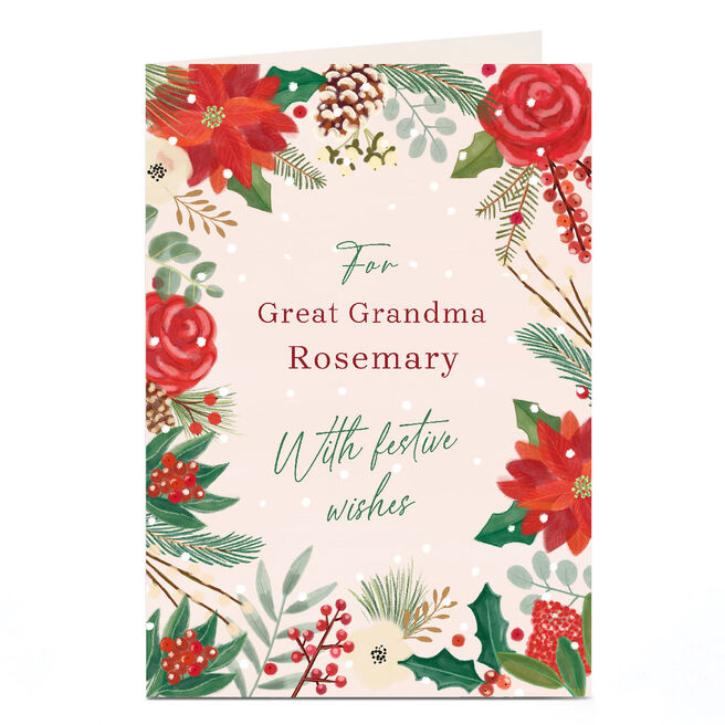 Personalised Christmas Card - Christmas Flowers With Festive Wishes