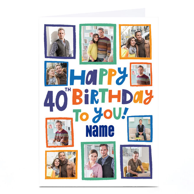 Photo Aimee Stevens 40th Birthday Card - 10 Photos, Any Name