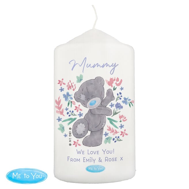 Personalised Me To You Floral Pillar Candle
