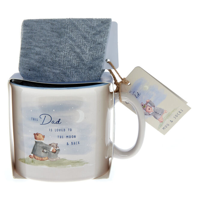 This Dad Is Loved To The Moon & Back Mug & Socks Gift Set