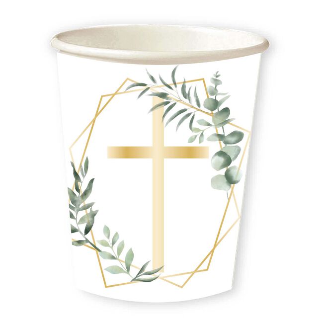 Botanical Celebration Cross Party Cups - Pack of 8
