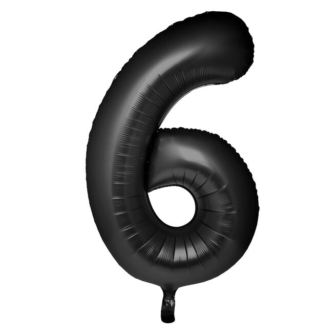 Large 34-Inch Black Foil Helium Number 6 Balloon - Delivered Inflated